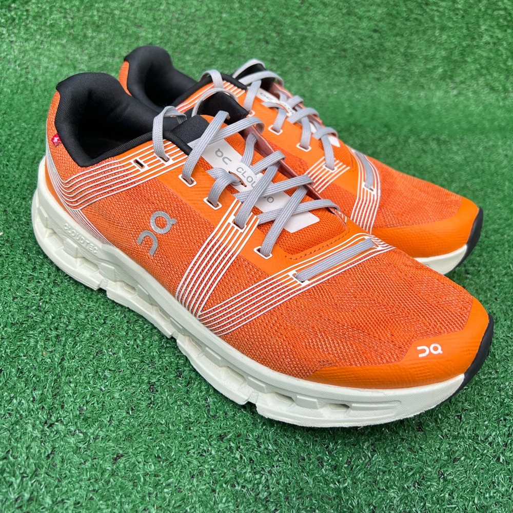 On Running Orange and White Men's Athletic Shoes